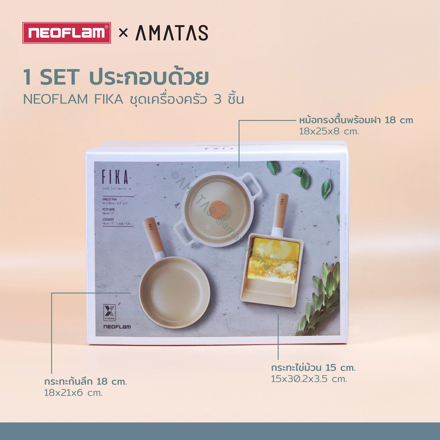 Neoflam FIKA SET ชุดเซตเครื่องครัวกระทะ หม้อ จากเกาหลี ใช้ได้กับเตาทุกประเภท