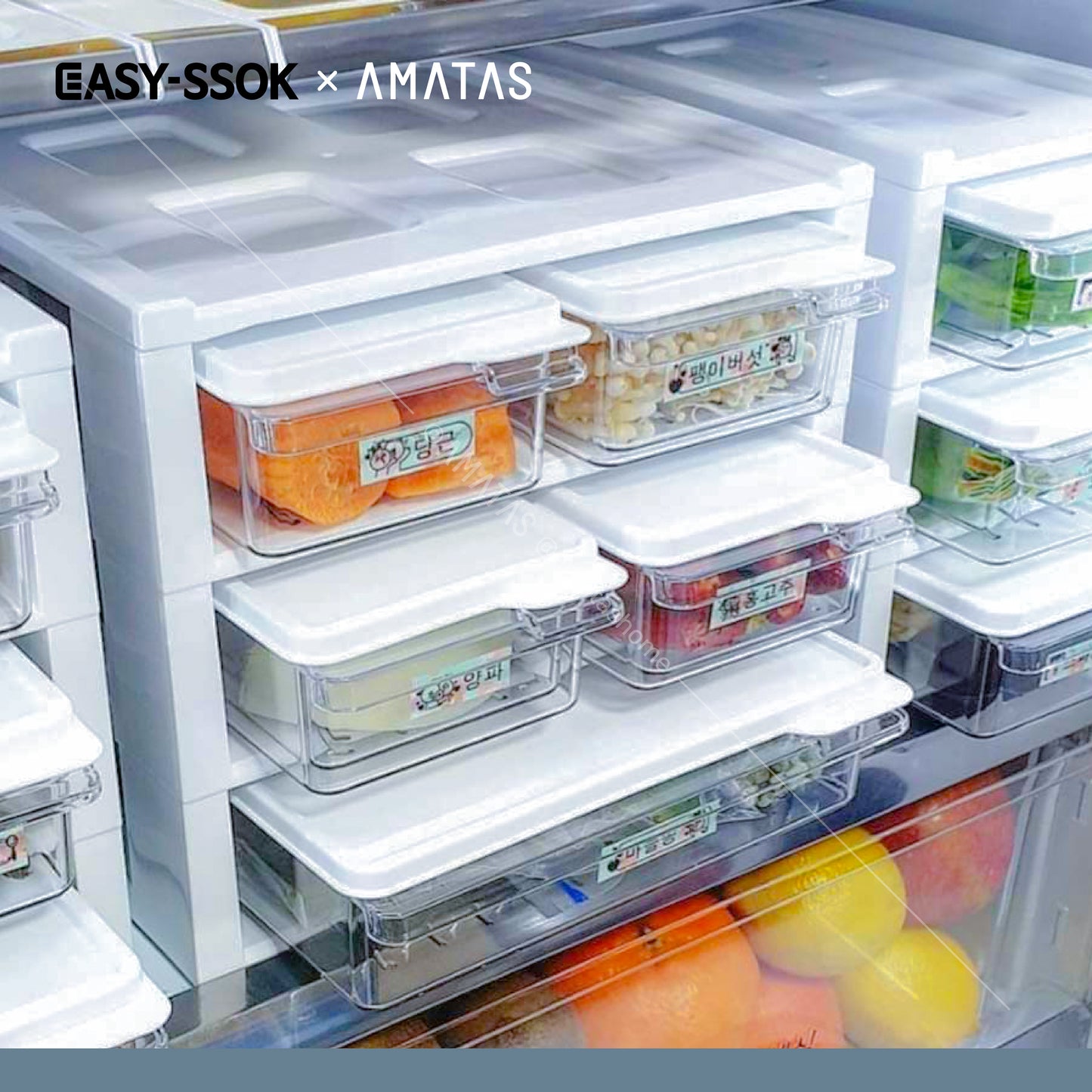 EASY-SSOK ชุดชั้นจัดระเบียบในตู้เย็น กล่องจัดระเบียบ กล่องเก็บอาหาร อุปกรณ์จัดเก็บอาหาร