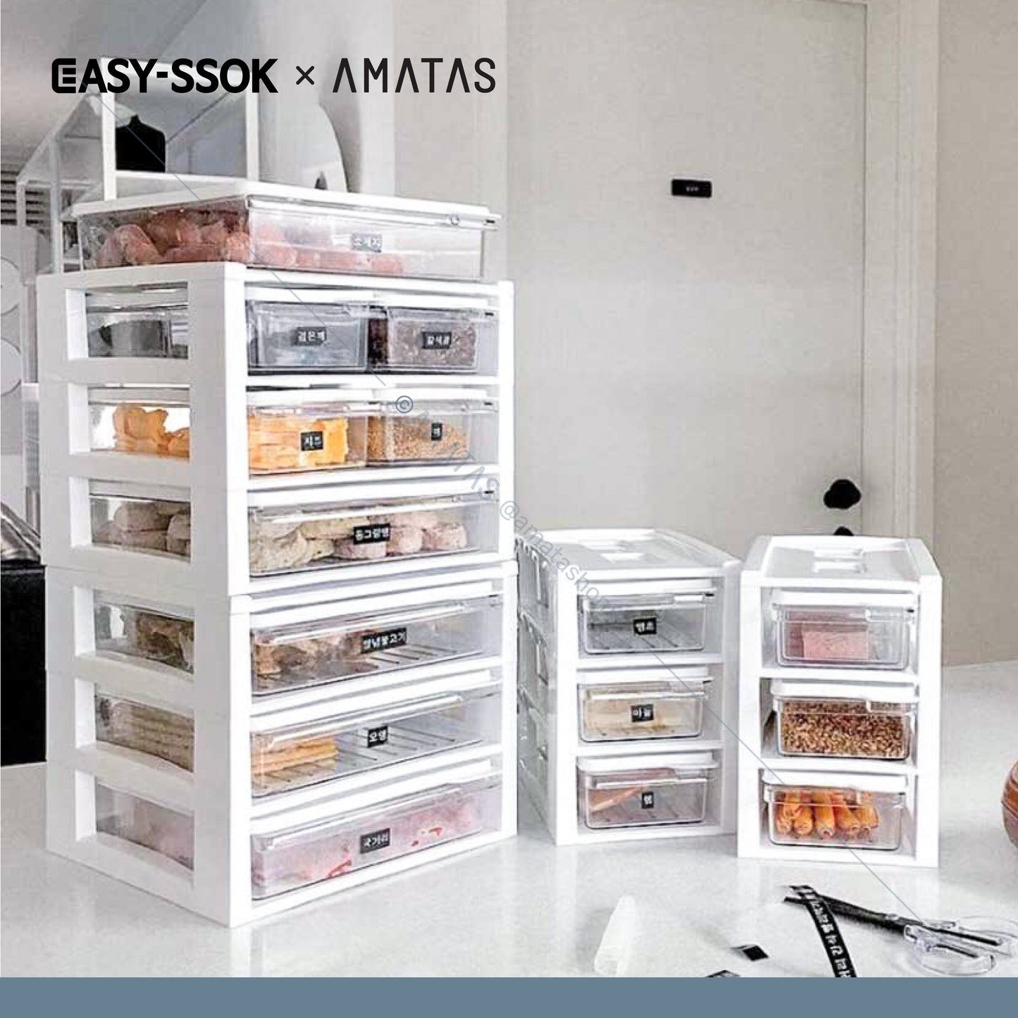 EASY-SSOK ชุดชั้นจัดระเบียบในตู้เย็น กล่องจัดระเบียบ กล่องเก็บอาหาร อุปกรณ์จัดเก็บอาหาร